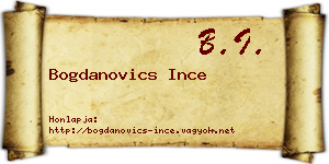 Bogdanovics Ince névjegykártya